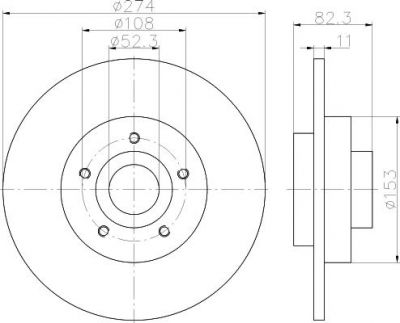 Hella 8DD 355 114-971 тормозной диск на RENAULT LAGUNA II (BG0/1_)