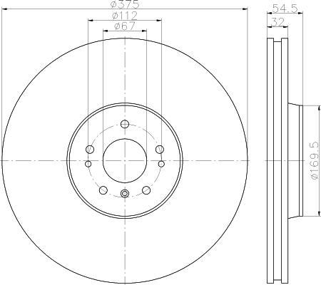 Hella 8DD 355 115-421 тормозной диск на MERCEDES-BENZ M-CLASS (W164)