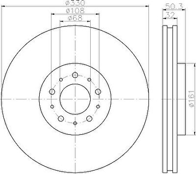 Hella 8DD 355 115-591 тормозной диск на VOLVO V70 II (SW)