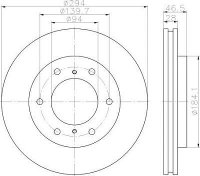 Hella 8DD 355 115-731 тормозной диск на MITSUBISHI PAJERO SPORT II (KH_, KG_)