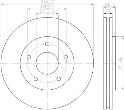 Hella 8DD 355 115-841 тормозной диск на DODGE CARAVAN