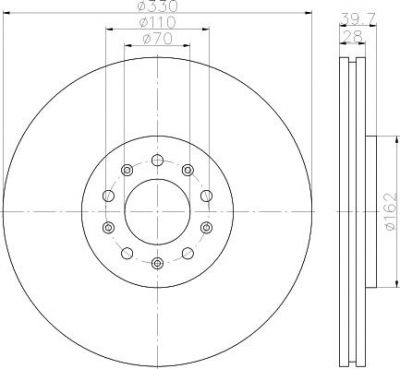 Hella 8DD 355 116-651 тормозной диск на ALFA ROMEO 159 (939)