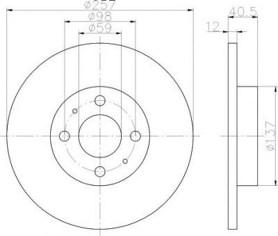 Hella 8DD 355 117-931 тормозной диск на FIAT PANDA VAN (312_, 312)