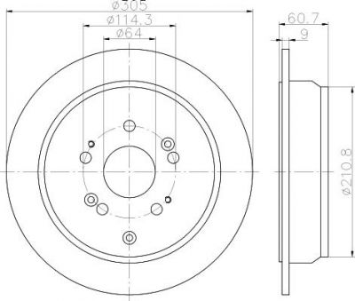 Hella 8DD 355 118-901 тормозной диск на HONDA CR-V II (RD_)