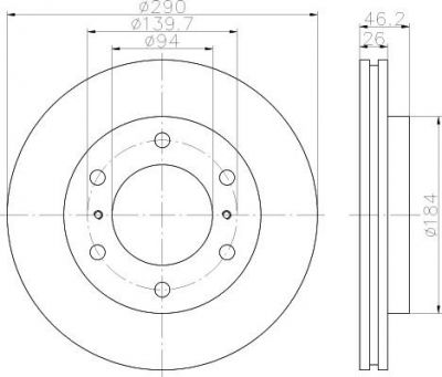 Hella 8DD 355 119-071 тормозной диск на MITSUBISHI PAJERO IV (V8_W, V9_W)