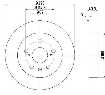 Hella 8DD 355 123-021 тормозной диск на SUZUKI SX4 (EY, GY)
