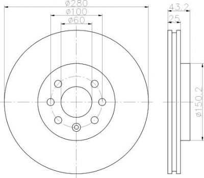 Hella 8DD 355 128-211 тормозной диск на OPEL ASTRA H универсал (L35)
