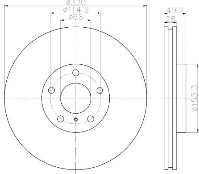 HELLA Диск тормозной NISSAN MURANO 3.5 05>/INFINITI FX35/FX45 05> передний вент. (40206CA010, 8DD355114-101)