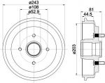 Hella 8DT 355 300-601 тормозной барабан на FORD FUSION (JU_)