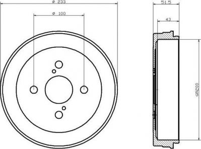 Hella 8DT 355 300-791 тормозной барабан на TOYOTA YARIS VERSO (_NLP2_, _NCP2_)