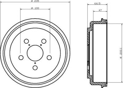 Hella 8DT 355 302-071 тормозной барабан на TOYOTA CAMRY Station Wagon (_V2_)