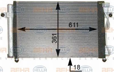 Hella 8FC 351 302-291 конденсатор, кондиционер на HYUNDAI GETZ (TB)