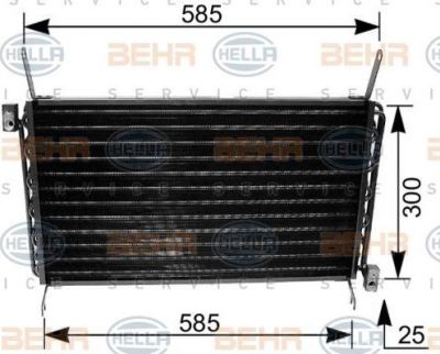HELLA Конденсатор кондиционера FIAT: BRAVA (182) 1.4 (182.BG)/1.4 12 V (182.BA)/1.8 GT 16V (182.BC)/1.9 D 95-01, BRAVO (182) 1.4 (182.AA)/1.4 (182.AG)/1.8 GT (182.AC)/1.9 D/2.0 (8FC351035-671)