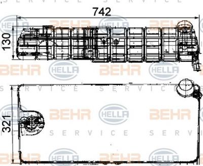 HELLA Расширительный бачок радиатора 321x742x130 MAN M2000 (8MA376705-251)