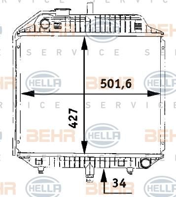Hella 8MK 376 706-201 радиатор, охлаждение двигателя на MERCEDES-BENZ 100 автобус (631)