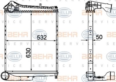 Hella 8ML 376 756-091 интеркулер на RENAULT TRUCKS Midlum