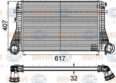 HELLA Охладитель наддуваемого воздуха (3C0145805P, 8ML376746-201)