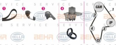 Hella 8MP 376 805-831 водяной насос + комплект зубчатого ремня на LADA NIVA (2121)