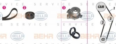 Hella 8MP 376 807-841 водяной насос + комплект зубчатого ремня на VW PASSAT (32B)