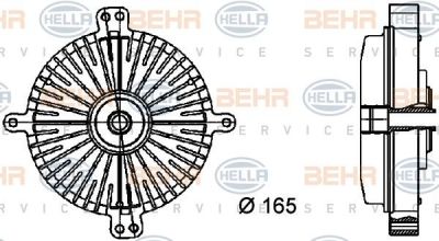 HELLA Вискомуфта вентилятора радиатора MB (8mv376733-041)