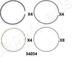JapanParts RC34034 поршневое кольцо на HONDA PRELUDE III (BA)