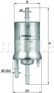 KNECHT/MAHLE Фильтр топливный AD VW (1K0201051B, KL572)