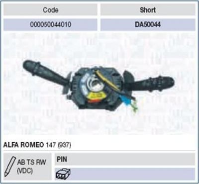 Magneti Marelli 000050044010 выключатель на колонке рулевого управления на ALFA ROMEO 147 (937)