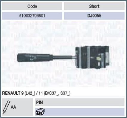 Magneti Marelli 510032706501 выключатель на колонке рулевого управления на RENAULT 11 (B/C37_)