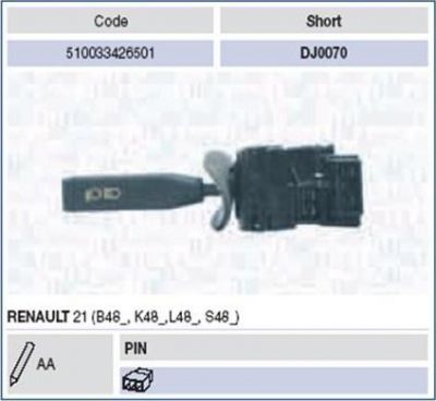 Magneti Marelli 510033426501 выключатель на колонке рулевого управления на RENAULT 21 универсал (K48_)