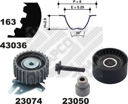 MAPCO 23036 комплект ремня грм на ALFA ROMEO 156 (932)