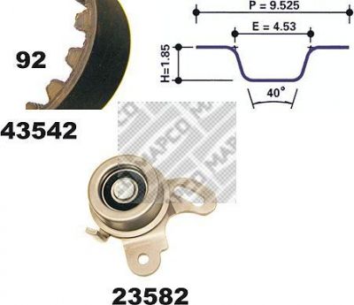 MAPCO 23542 комплект ремня грм на HYUNDAI S COUPE (SLC)