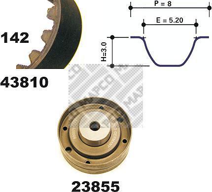 MAPCO 23810 комплект ремня грм на AUDI 90 (81, 85, B2)