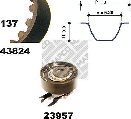 MAPCO 23824 комплект ремня грм на VW POLO CLASSIC (6KV2)