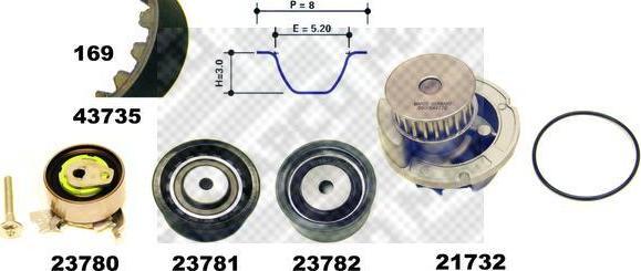 MAPCO 41735/1 водяной насос + комплект зубчатого ремня на OPEL VECTRA B (36_)