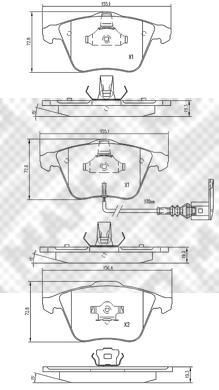 MAPCO 6791 Комплект тормозных колодок передних с датчиками износа (диск 345x30mm) (04466-42030)