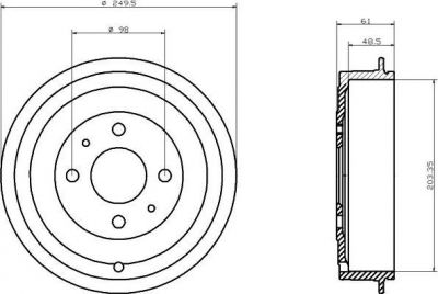 MINTEX MBD051 тормозной барабан на ALFA ROMEO 146 (930)