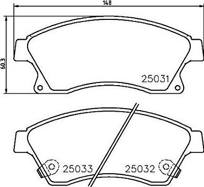 MINTEX MDB3088 комплект тормозных колодок, дисковый тормоз на CHEVROLET CRUZE Наклонная задняя часть (J305)