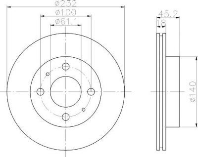 MINTEX MDC1041 тормозной диск на NISSAN ALMERA I (N15)
