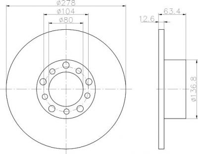 MINTEX MDC160 тормозной диск на MERCEDES-BENZ седан (W123)