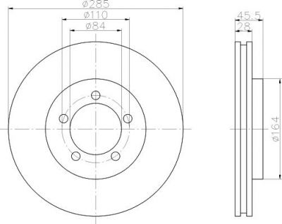 MINTEX MDC884 тормозной диск на TOYOTA HIACE III фургон (YH7_, LH6_, LH7_, LH5_, YH5_, YH6_)