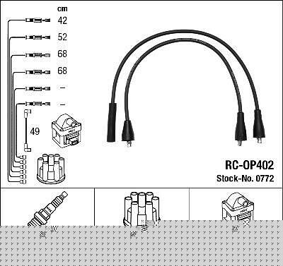 NGK 0772 Комплект в/в проводов OPEL Kadett, 205 (ZEF571)