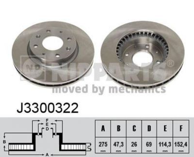 NIPPARTS Диск торм. KIA CERATO 1.5-2.0 04- пер. вент. (517122F100, J3300322)