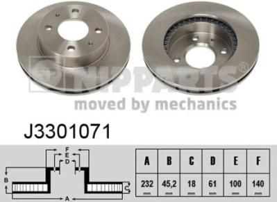 NIPPARTS Диск торм. NISSAN ALMERA (N15) 1.4/1.6 95- пер. вент. (562024J, J3301071)