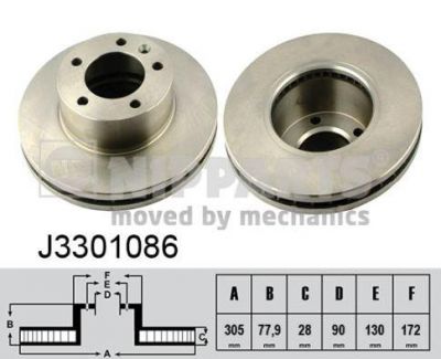 NIPPARTS Диск тормозной NISSAN INTERSTAR 02-/OPEL MOVANO 98-/RENAULT MASTER 98- передний (77003-14064, J3301086)