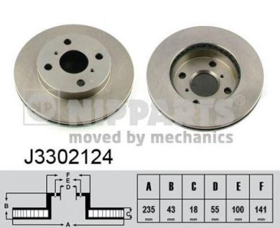 NIPPARTS Диск торм.пер. вент. TOYOTA YARIS 99-> 4351252020 (562169J, J3302124)
