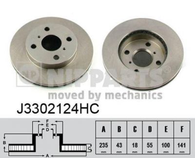 NIPParts J3302124HC тормозной диск на TOYOTA YARIS (NHP13_, NSP13_, NCP13_, KSP13_, NLP13_)