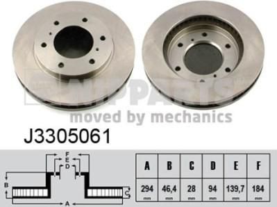 NIPPARTS Диск торм. MITSUBISHI L200 2.5DI-D 05- пер. (MN102276, J3305061)