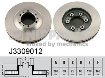 NIPParts J3309012 тормозной диск на OPEL FRONTERA B (6B_)