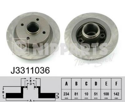 NIPParts J3311036 тормозной диск на RENAULT TRUCKS MESSENGER фургон/универсал