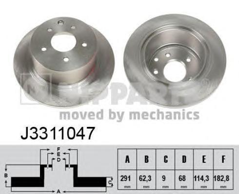 NIPPARTS Диск тормозной задний NISSAN JUKE 10- QASHQAI 07- 291x9mm (43206-JD00A, J3311047)
